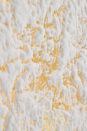 English Elm Luxury Faux Fur Area Rug - Plush White & Gold-Gilded Abstract Design, Machine Washable & Durable B030P233662