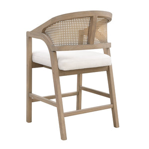 English Elm Wooden Rubberwood Counter Stools with Woven Rattan Back Mid Century Set of Two Light Ash N771P257313A