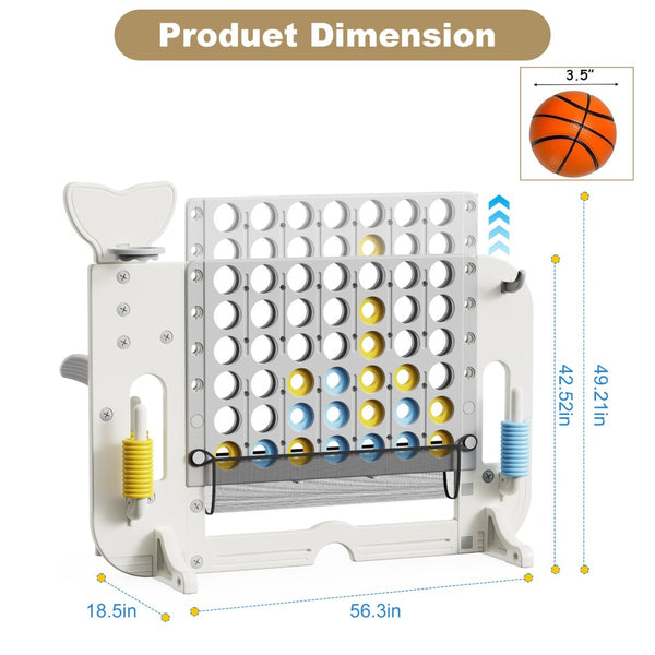 English Elm 4-to-score Giant Backyard Game Set with 4 Activities Height Adjustable Family Fun White+Gray W2700P357856