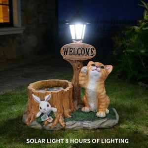 English Elm Cute Feline Resin Planter Statue for Garden Patio Balcony Whimsical Succulent Pot W5398P464245