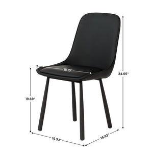 English Elm Modern Nordic Faux Leather Upholstered Dining Chairs Iron Legs Kitchen Set of 2 Black W1535P460712