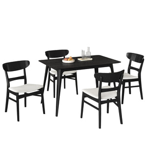English Elm [video] Mid-century Modern Rubberwood 5-piece Dining Set with Padded Chairs Beige Seats N759S011001K