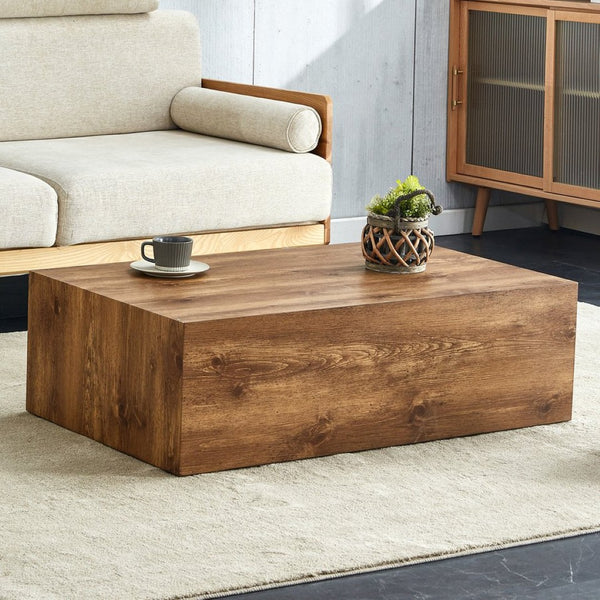English Elm 39.3*23.6*12 Walnut Grain Mdf Low Profile Coffee Table for Modern Living Rooms Wood W1151P433605