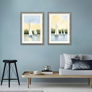 English Elm Set Of 2 Sailboat Framed Wall Art – Nautical Canvas Prints With Replaceable Design For Stylish Decor T3976P383231-GIGA