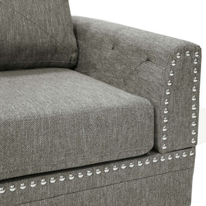English Elm 2-PCS Ash Black Sectional Sofa with Reversible Chaise, 112" x 85" x 35" Cotton-Blend Fabric Comfort B089S00108