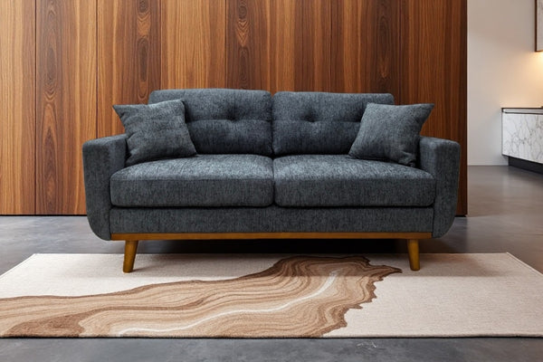 English Elm 67.7" Mid-century Tufted Polyester Loveseat with Splayed Tapered Solid Wood Legs B343P430093