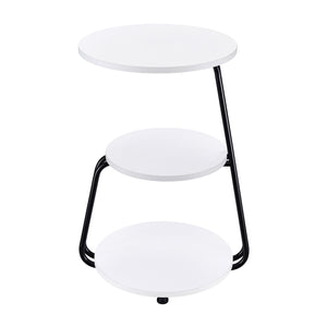 English Elm Dixon 3-Tier Round Accent Side Table in White with Slim Black Legs — Compact, Layered Storage for Small Spaces B062P378399