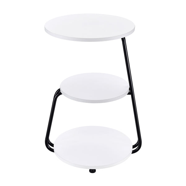 English Elm Dixon 3-Tier Round Accent Side Table in White with Slim Black Legs — Compact, Layered Storage for Small Spaces B062P378399
