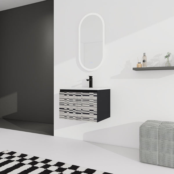 English Elm 24'' Floating Wall-Mounted Bathroom Vanity With Ceramic Sink, Soft-Close Doors & Modern Design P3 W999S00171-GIGA