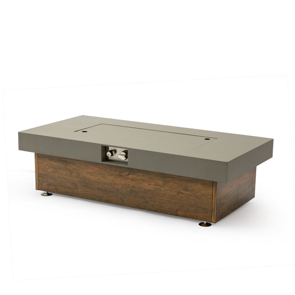 English Elm 48_inch Iron Fire Pit Table with Wood Grain Gray - Modern Outdoor Propane Table, Stainless Burner, Seats 5-6 W3131P277179