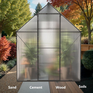 English Elm 6x12 Walk-in Polycarbonate Greenhouse Aluminum Frame Uv Protected Year-round Garden Shed W2259S00048