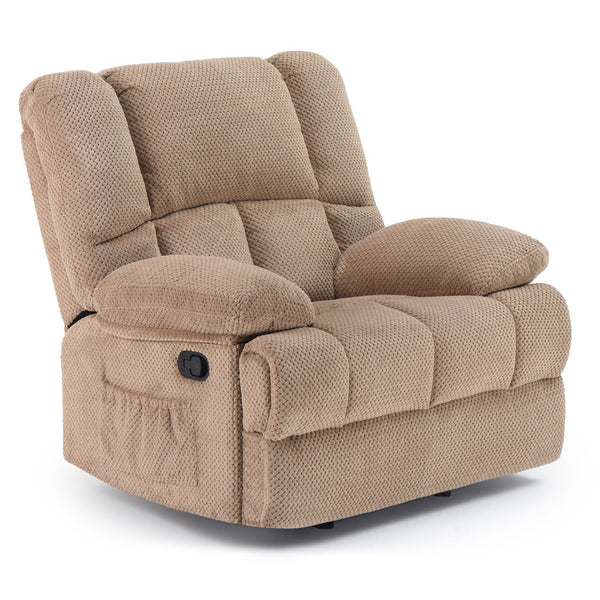 English Elm Oversized Rocking Rocker Recliner Chair with Ergonomic Support, Tool-Free 5-Minute Assembly Comfort Camel T3623P380121