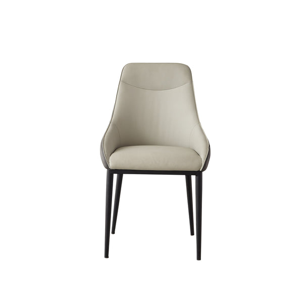 English Elm Dining Modern PU Leather Dining Chair Set of 2 — Wide Upholstered Seat, Thick Sponge Backrest, Sturdy Metal Legs, Black+Gray Elegance W1911P195031