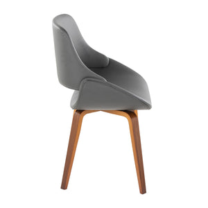 English Elm Fabrico Mid-Century Modern Dining Accent Chair Set of 2 – Faux Leather Upholstery, Bent Wood Legs, Cozy Scoop Seat Grey B202S01245