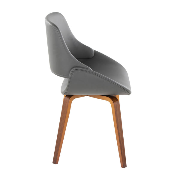 English Elm Fabrico Mid-Century Modern Dining Accent Chair Set of 2 – Faux Leather Upholstery, Bent Wood Legs, Cozy Scoop Seat Grey B202S01245