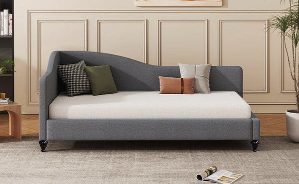 English Elm Twin L-shaped Linen Daybed with Solid Wood Legs for Bedroom or Studio Lounging SF100145AAE-1