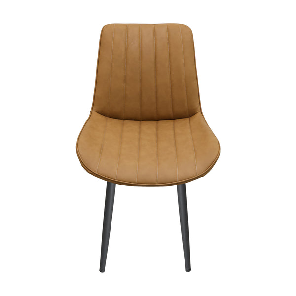 English Elm Brown Pu Leather Dining Chairs Set Of 4 - Stylish Armless Design With Wave Pattern For Any Space T3967P383982