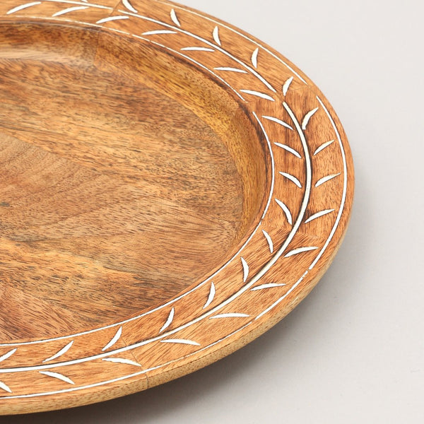 English Elm Handcrafted 13" Wooden Charger Plate - Eco-Friendly Artisan Tableware For Elegant Dining & Decor B346P321284