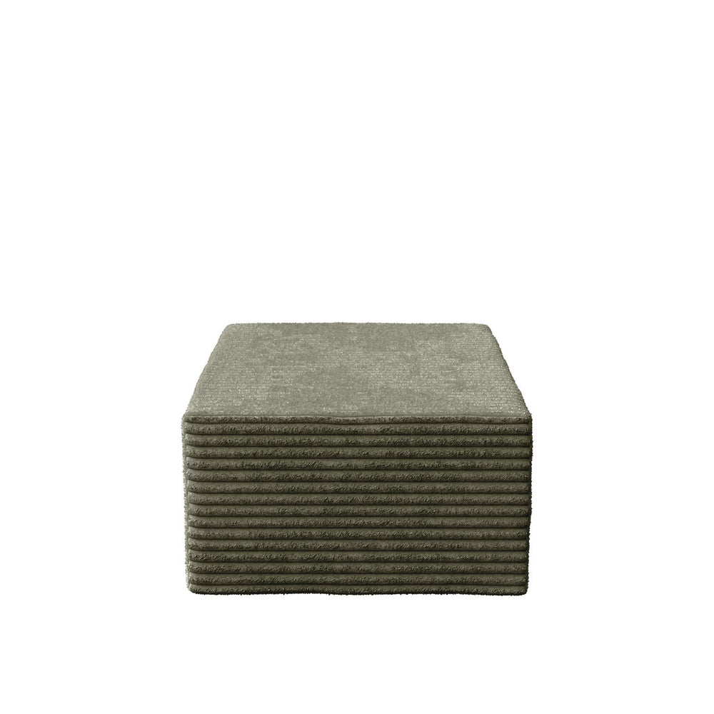 English Elm Ottoman Corduroy Upholstered Modular Seat with High-Resilience Foam — Compact No-Assembly Comfort Green W848P309953
