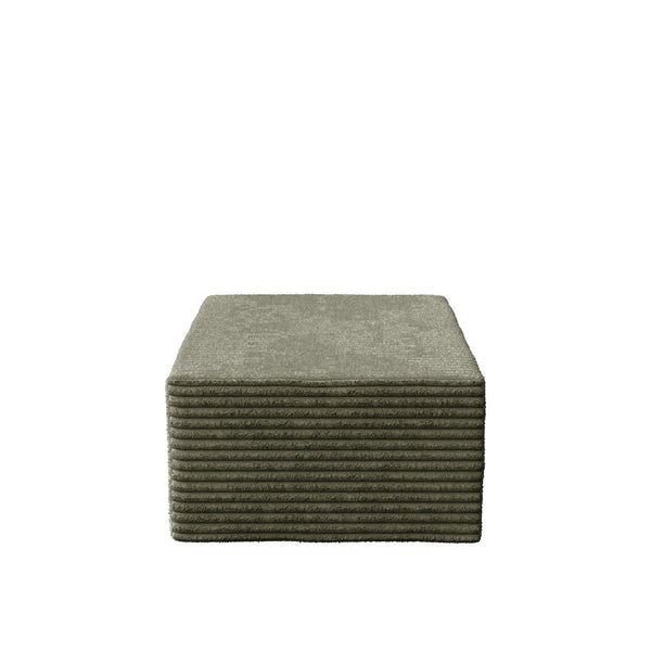 English Elm Ottoman Corduroy Upholstered Modular Seat with High-Resilience Foam — Compact No-Assembly Comfort Green W848P309953