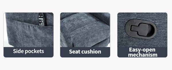 English Elm Heat Massage Rocker Swivel Recliner Chair Fabric Upholstery Living Room Comfort W3224P322248