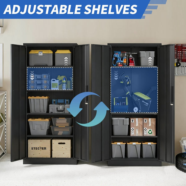 English Elm 72"h Steel Locking Storage Cabinet 4 Adjustable Shelves Powder Coated Garage Office W2735P457281