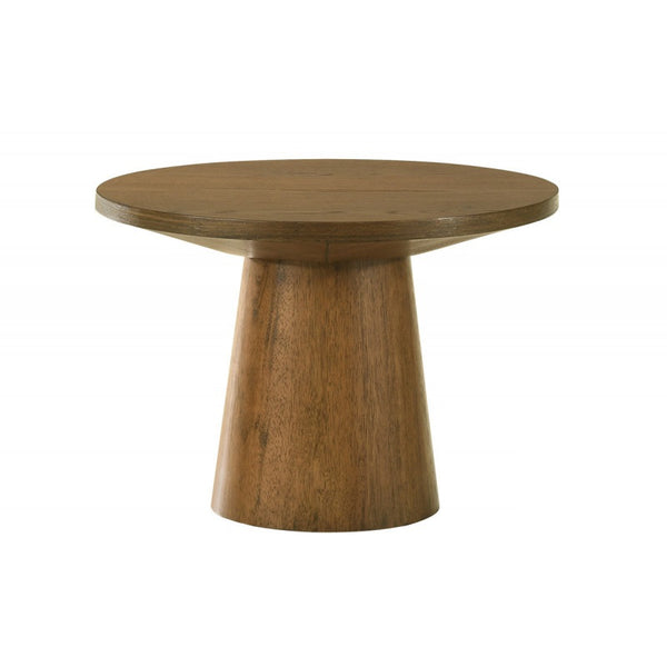 English Elm 22 Sculptural Terra End Table with Pedestal Base, Beveled Top for Modern Minimalist Living Spaces Walnut 13.5 L x 13.5 W x 16 H B011S01871