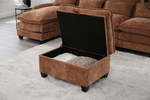 English Elm United We Win 106" U-Shaped Sectional Sofa - Comfy Chenille Couch With Usb Ports, Storage Ottoman & Pillows W1568S00234-GIGA