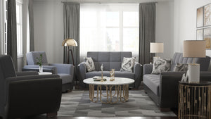 English Elm PrimeNest NimbusFlow Collection Upholstered Convertible Loveseat with Storage, Sleeper, Chenille Comfort Black PU,Gray B030P281734