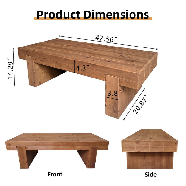 English Elm Coffee Table Solid Wood Low Profile Design for Modern Farmhouse Living Rooms W3306P408786