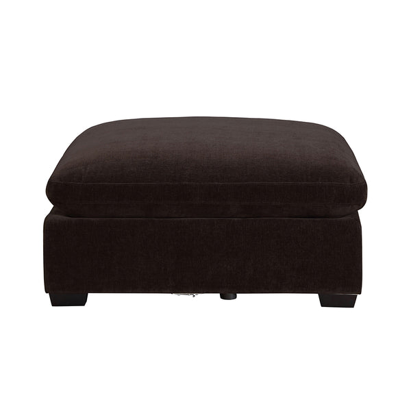 English Elm Rectangular Upholstered Tufted Ottoman with Grid Stitch Detailing for Cozy Lounging and Coffee Table Use Chocolate B016P370167