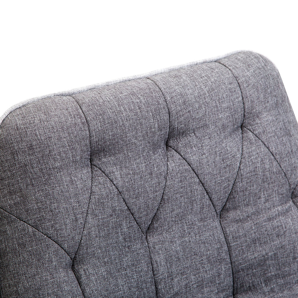 English Elm HOMCOM Tufted Linen Home Office Chair with Padded Armrests, Height Adjustable Swivel Desk Seat, Dark Gray W2225P217955