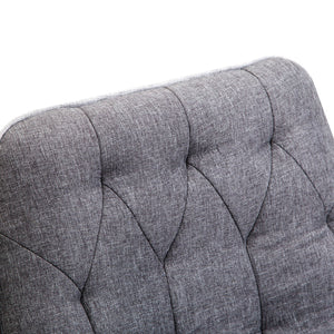 English Elm HOMCOM Tufted Linen Home Office Chair with Padded Armrests, Height Adjustable Swivel Desk Seat, Dark Gray W2225P217955