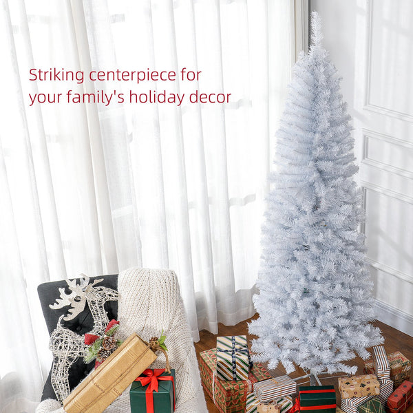 English Elm Homcom 6Ft Slim Douglas Fir Christmas Tree - Unlit, Realistic Branches, Perfect For Small Spaces & Decor W2225P249648