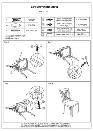 English Elm 7-Pc Dinette Set Black Finish Rectangular Table with Upholstered Light Grey Chairs, Triple Crossback Design Brown 64 L x 34 W x 18 H B011P184937