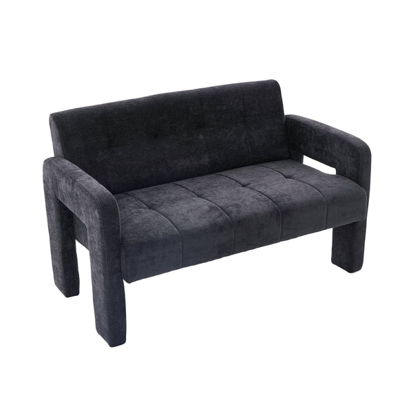 English Elm Nordic Ergonomic Double Armchair Upholstered Chenille Two-Seater Sofa 550lb Capacity Compact Lounge Chair Black W395P380537