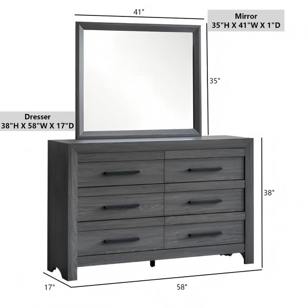English Elm Rustica Rectangular Wood Frame Bedroom Mirror in Gray for Dresser or Console B078P473043