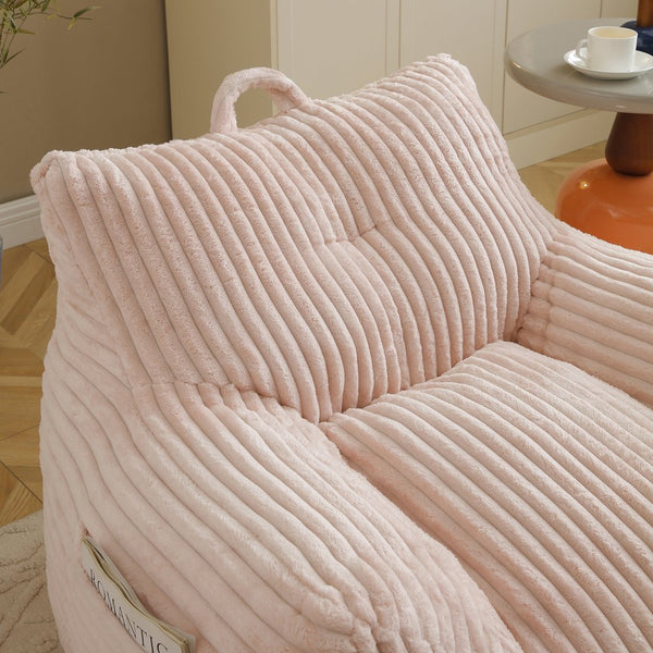 English Elm Giant Plush Bean Bag Chair with Armrests and Footstool for Ultimate Comfort, Durable Corduroy Lounge Sofa Pink W1117P309393