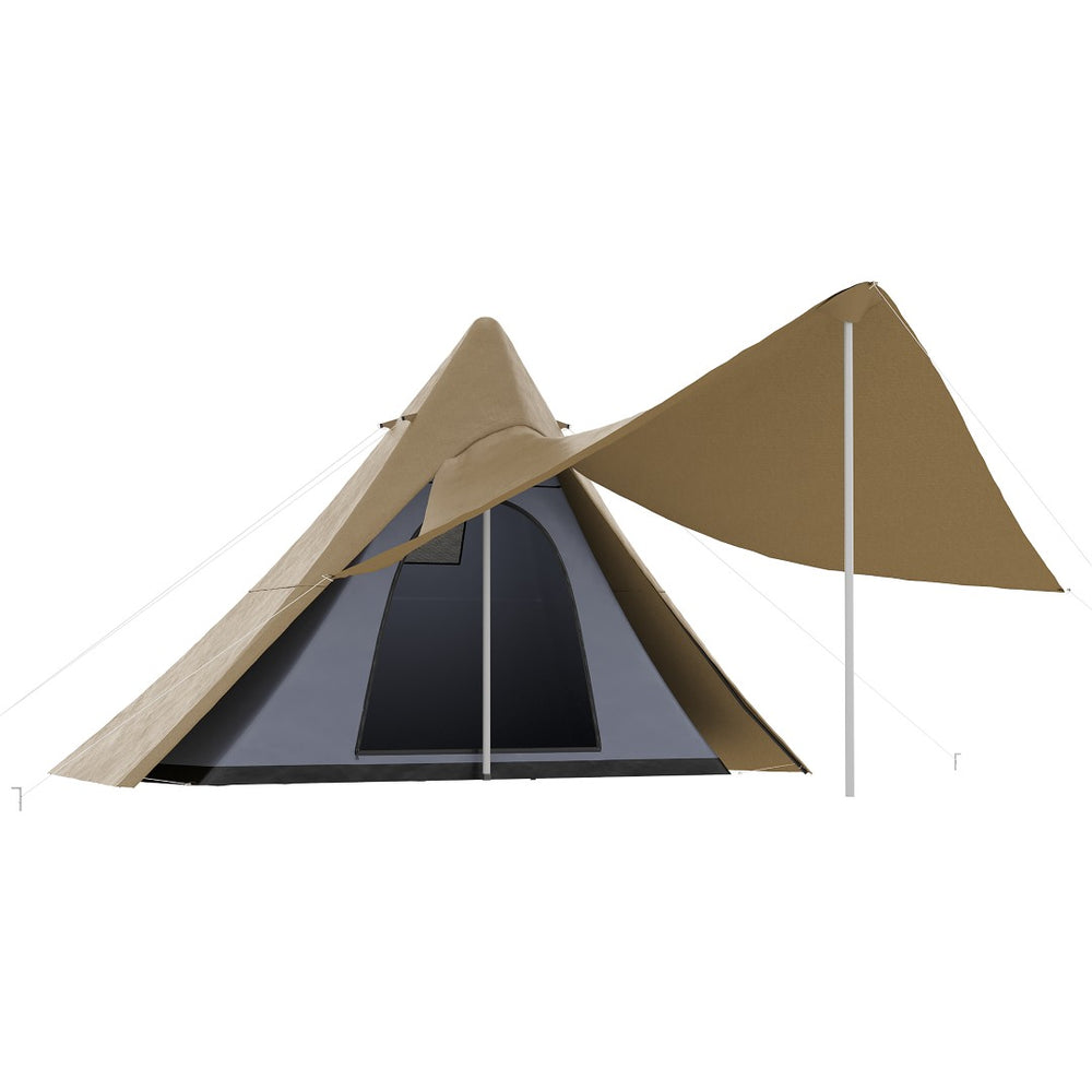 English Elm Outsunny Teepee Camping Tent Waterproof Oxford Fabric Porch Canopy for 3 Person Hiking W2225P200924