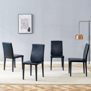 English Elm Four Black Pu Leather Dining Chairs with Steel Legs for Modern Industrial Kitchens W1151P372918