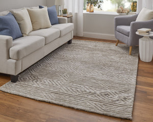 Feizy Rugs Colton Geometric Low Pile Area Rug – Stain Resistant, Soft Micro-polyester For Modern Home Decor Tan,Ivory,Brown Polyester 8748791fbrn000c50