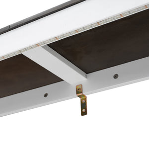 English Elm Twin Size Murphy Bed With Led Light – Stylish Space-Saving Wall Bed In White & Brown Cabinet Design N7090004013K-GIGA