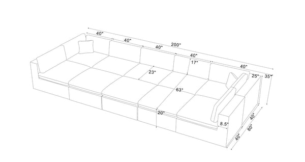 English Elm Coffee Bean Textured Modular Sectional Sofa with Toss Pillows for Modern Living Rooms Dark Gray B2748S00087