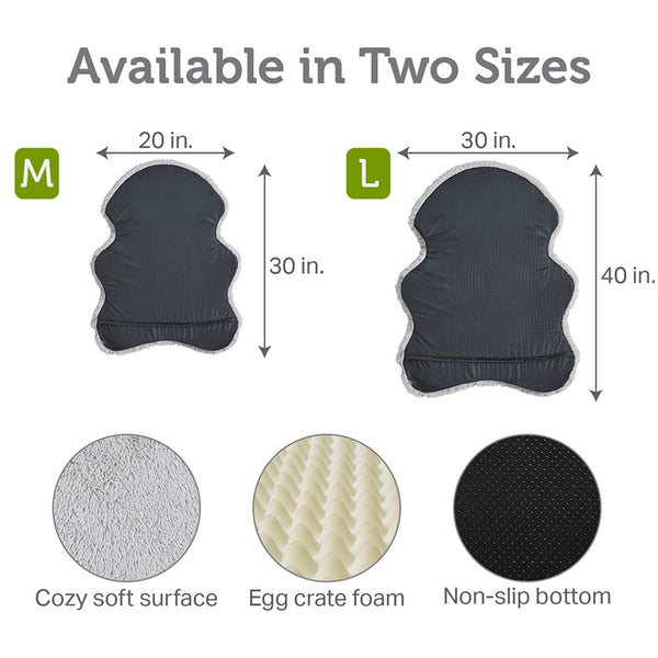 JLA Home Friends Forever - Hide Orthopedic Faux Fur Mat SM — Low-Profile Egg Crate Support, Machine-Washable Cover, Stylish Rug PET63HM6012