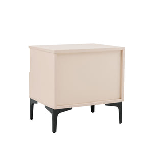 English Elm Amara Pale Rose & White 20" Nightstand with Open Shelf, Full Extension Drawer & Black Metal Legs B365P398183