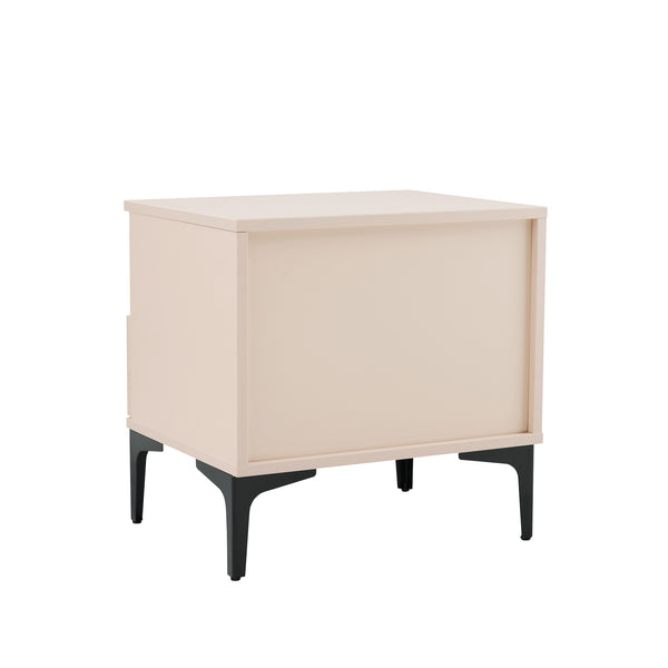 English Elm Amara Pale Rose & White 20" Nightstand with Open Shelf, Full Extension Drawer & Black Metal Legs B365P398183