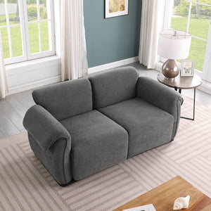 English Elm 102 Inch Linen Modular Sectional Sofa with Hidden Storage and Cloud Cushion Comfort Grey W1099S00204