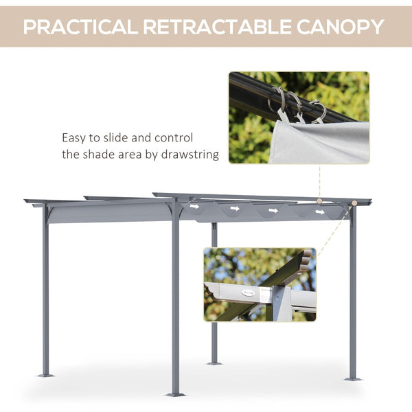 English Elm Outsunny 11.5' X 11.5' Retractable Pergola Canopy - Durable Uv Protection For Patios & Gardens W2225P174284-GIGA