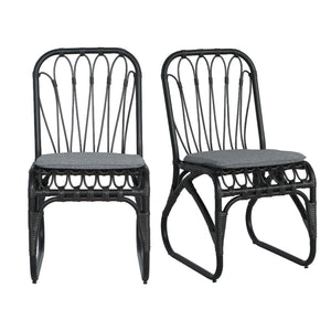 English Elm Christopher Knight Home® - Outdoor Hand-Woven PE Rattan Patio Dining Chairs Set of 2 with Iron Frame 400lb Capacity, No Assembly Required Black+ Gray N762P236169G