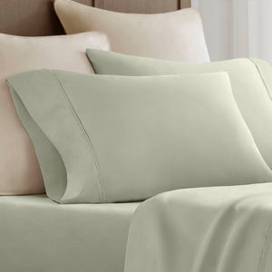 English Elm 4-Piece Cal King Sateen Sheet Set In Calming Sage - Luxurious Egyptian Cotton For Hotel-Quality Comfort B035P381330
